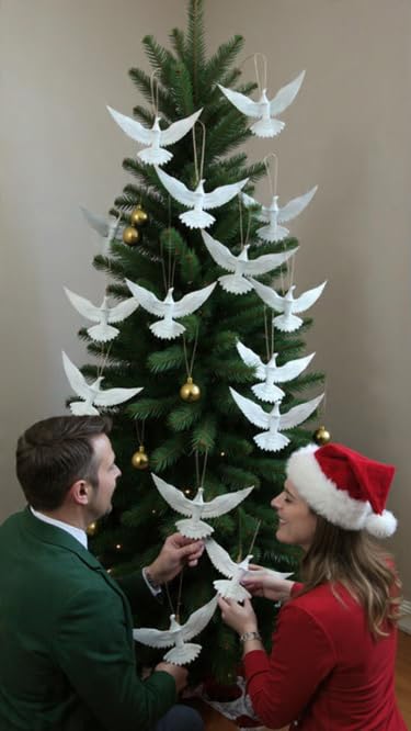 CERO ® 3D Printed Friendship Doves – Home Alone 2 from Mr. Duncan Toystore Christmas Ornament Set (Pair of Doves) – A Heartfelt Gift for Someone Special (White PLA Plastic) V.A.09.25 - Image 3
