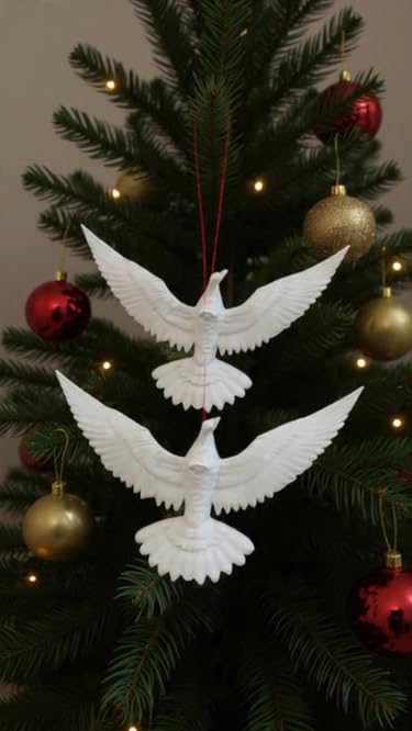 CERO ® 3D Printed Friendship Doves – Home Alone 2 from Mr. Duncan Toystore Christmas Ornament Set (Pair of Doves) – A Heartfelt Gift for Someone Special (White PLA Plastic) V.A.09.25 - Image 2