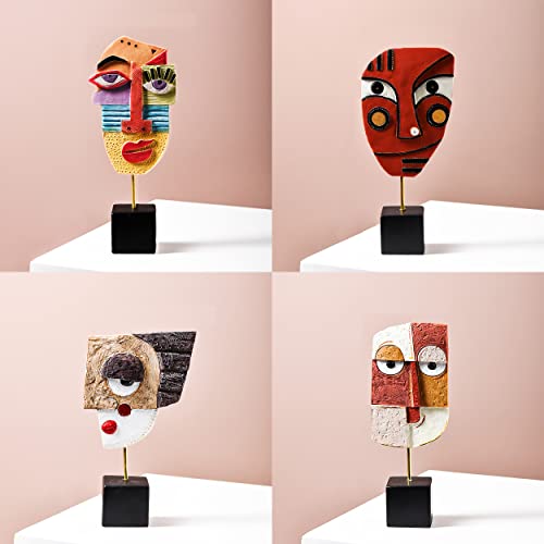 HCCMLOVE 4 PCS - Handcrafted Statues Resin Abstract Sculpture for Home Decor Modern,African Art Tribal Figurines Decorations Items Accents Influencer Picks for Bookshelf,TV Stand,Living Room,Nightstand - Image 1