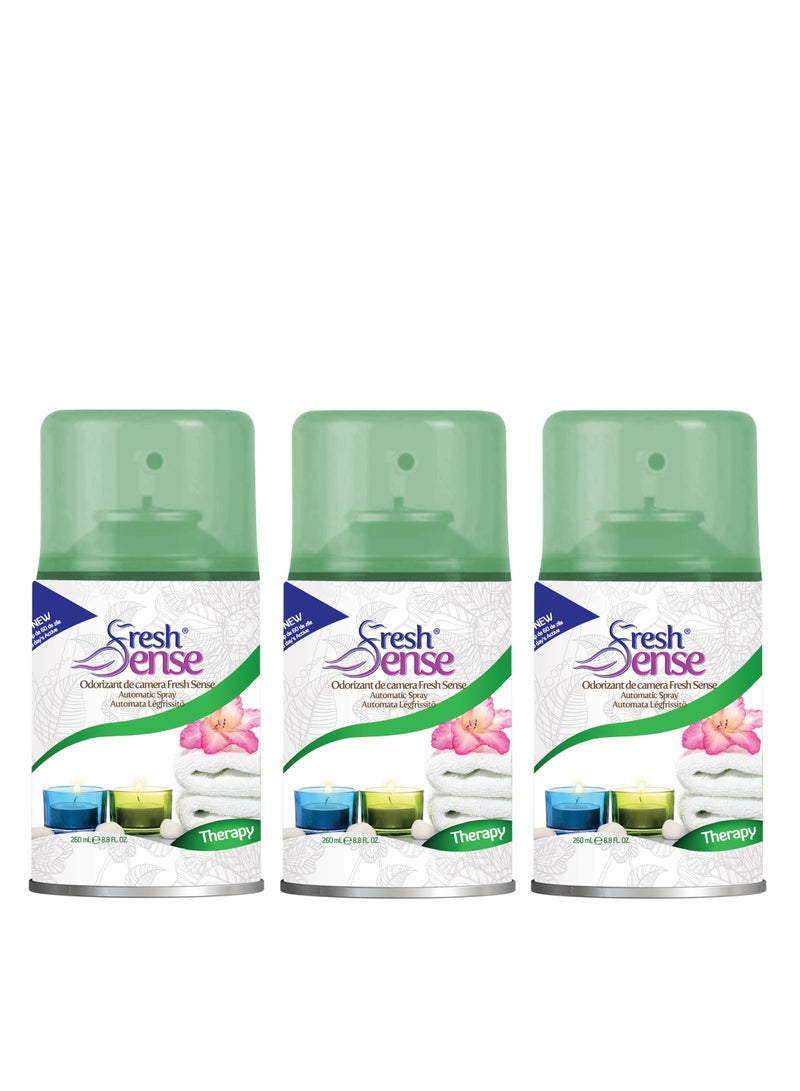 Fresh Sense THERAPY Refill - PACK of 3 x 260ml - Automatic Spray Auto Spray Air Freshener for Home Bathroom Toilet Office Neutralizes Bad Odors FRESH SENSE - Image 1