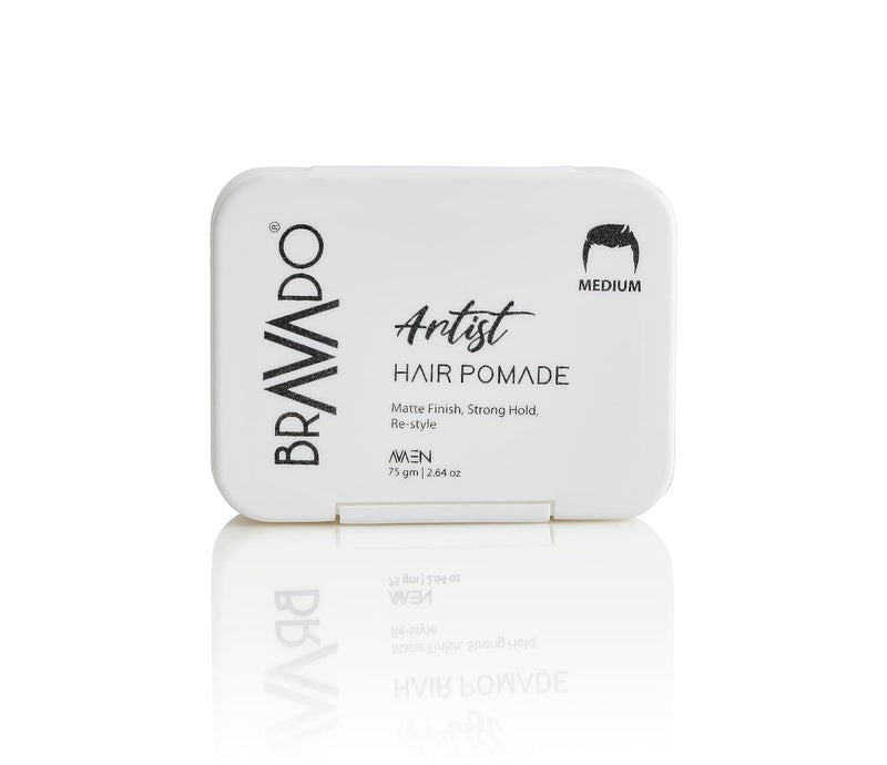 BRAVADO Artist Hair Pomade for Men  Matte Finish Strong Hold  Easy Restyle  Texturizing Clay Wax with Kaolin Beeswax  Candelilla  ParabenFree  All Hair Types  75g - Image 1