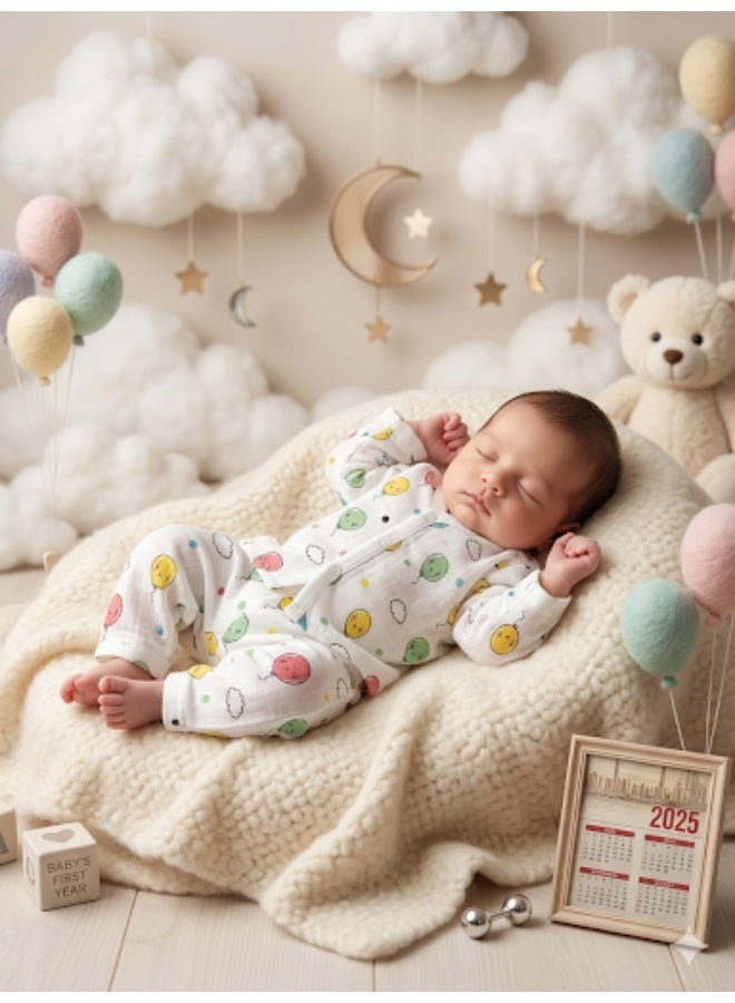 Lucky Kids Soft Cotton Muslin Baby Long Sleeve Pajama Set - Image 1
