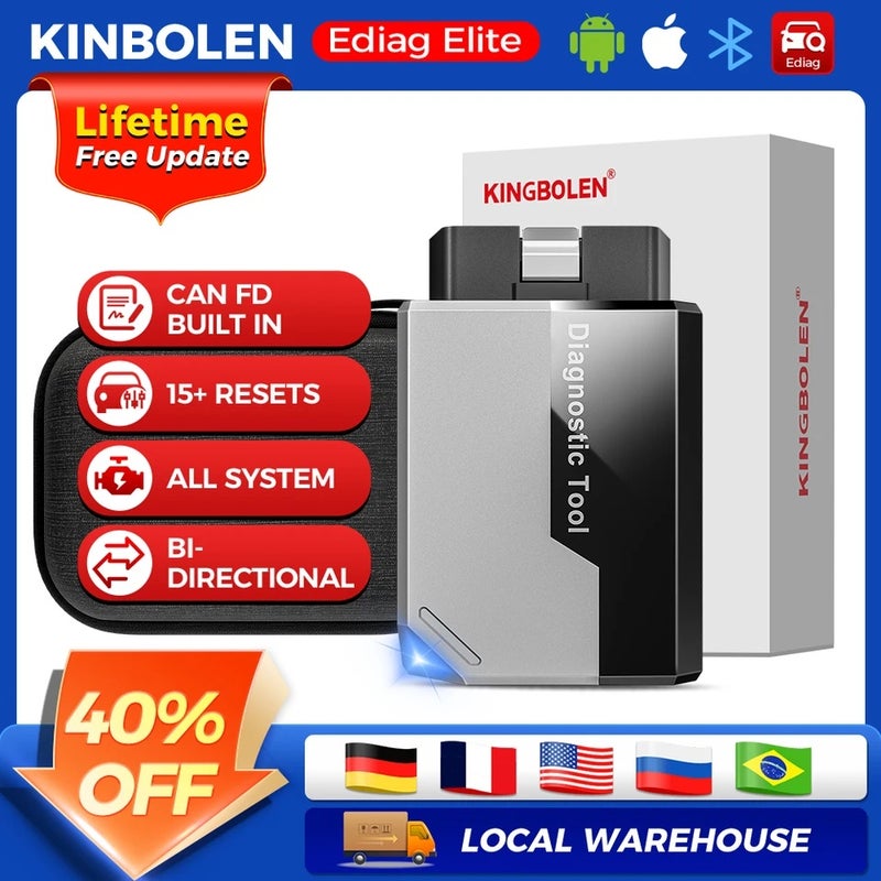 كينج بولين جهاز فحص أعطال السيارة Kingbolen Ediag Elite OBD2 Scanner Bluetooth, 15 Resets Read/Clear Fault Code PK Thinkdiag Car Diagnostic Scan Tool Lifetime Fre - Image 2