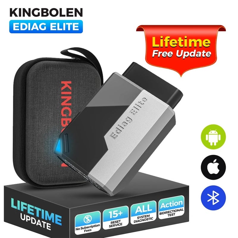 كينج بولين جهاز فحص أعطال السيارة Kingbolen Ediag Elite OBD2 Scanner Bluetooth, 15 Resets Read/Clear Fault Code PK Thinkdiag Car Diagnostic Scan Tool Lifetime Fre - Image 1