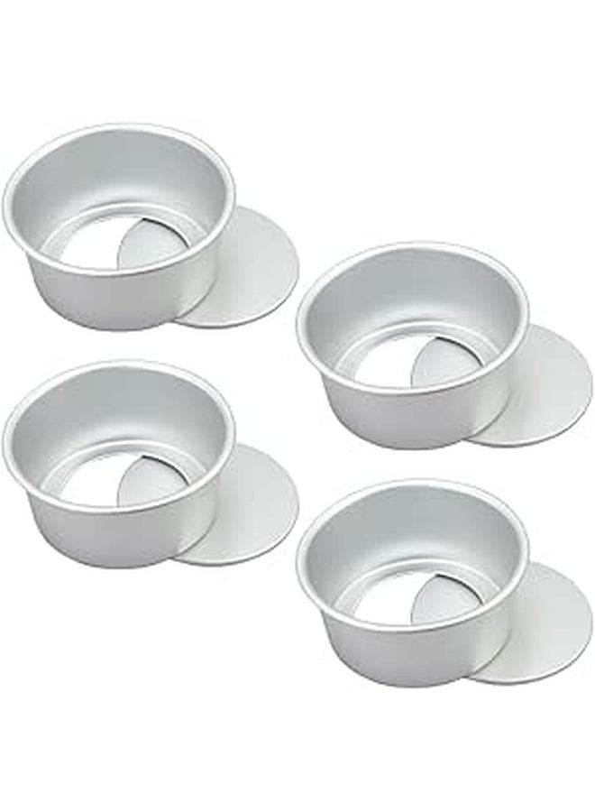 4 Inch Anodized Aluminum Round Cake Molds Set Of 4 Removable Bottom Baking Pans - Image 1
