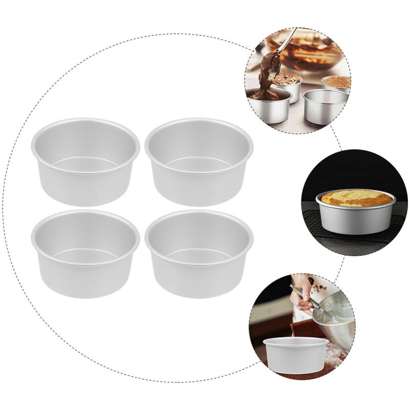 4 Inch Anodized Aluminum Round Cake Molds Set Of 4 Removable Bottom Baking Pans - Image 4
