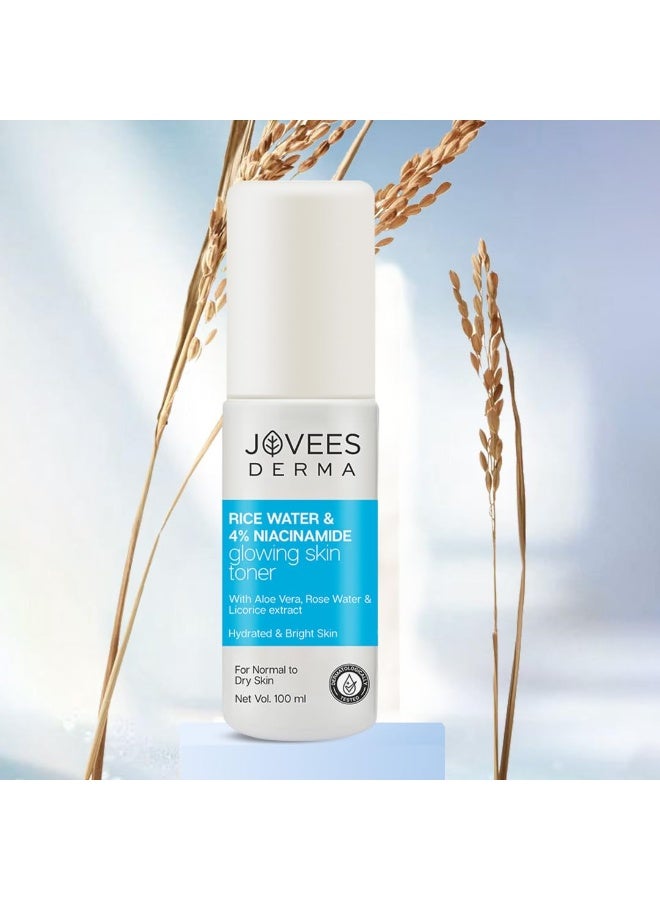 JOVEES HERBAL Jovees Derma 4% Niacinamide & Rice Water Toner Enriched With Rice Extracts for Glass Skin Glow | Hydrates Skin, Fades Blemishes & Pore Tightening Mist | Normal to Dry Skin | 100ml - Image 5
