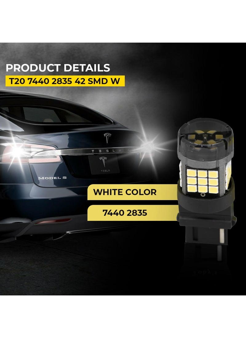 توبيز مصابيح Toby's Super Bright Power T20 7440 42SMD LED مع استبدال رقاقة 2835 لأضواء الفرامل الخلفية (أبيض)  - Image 5