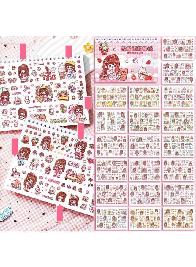 Adorable Cartoon Character Sticker Book Featuring 1,000 Mini Self-Adhesive Decorative Stickers - Perfect for DIY Scrapbooking, Journaling, and Crafting; Includes Irregular Shapes with Shimmery Finish and Portable Design for Easy Use in Notebooks, Diaries, and Office Supplies  - Image 4