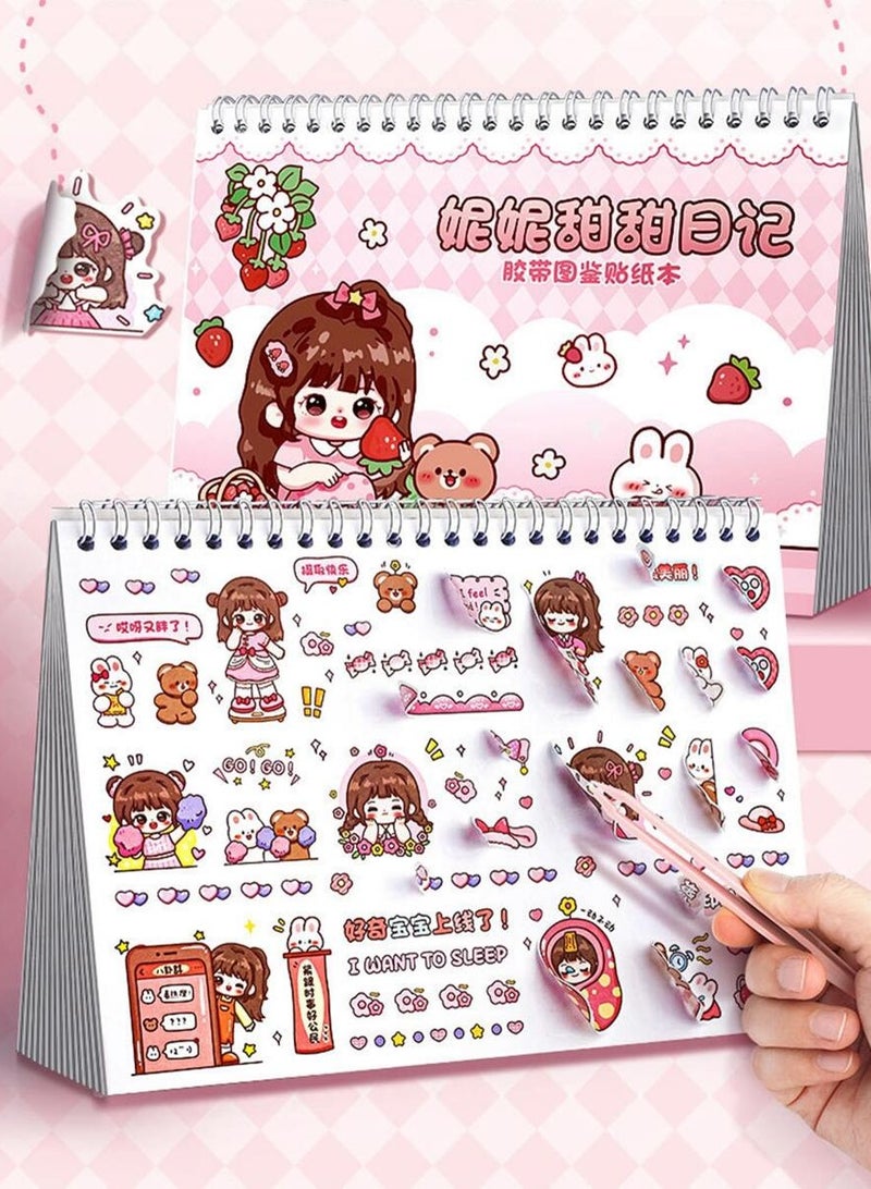 Adorable Cartoon Character Sticker Book Featuring 1,000 Mini Self-Adhesive Decorative Stickers - Perfect for DIY Scrapbooking, Journaling, and Crafting; Includes Irregular Shapes with Shimmery Finish and Portable Design for Easy Use in Notebooks, Diaries, and Office Supplies  - Image 2