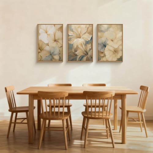 KAIRNE Neutral Magnolia Floral Framed Canvas Wall Art Set, Modern Beige Flower Wall Decor,Aesthetic Wildflower Art Prints,Boho Botanical Artwork for Living Room,Bedroom,Farmhouse,Office-16 x24 x3 - Image 4