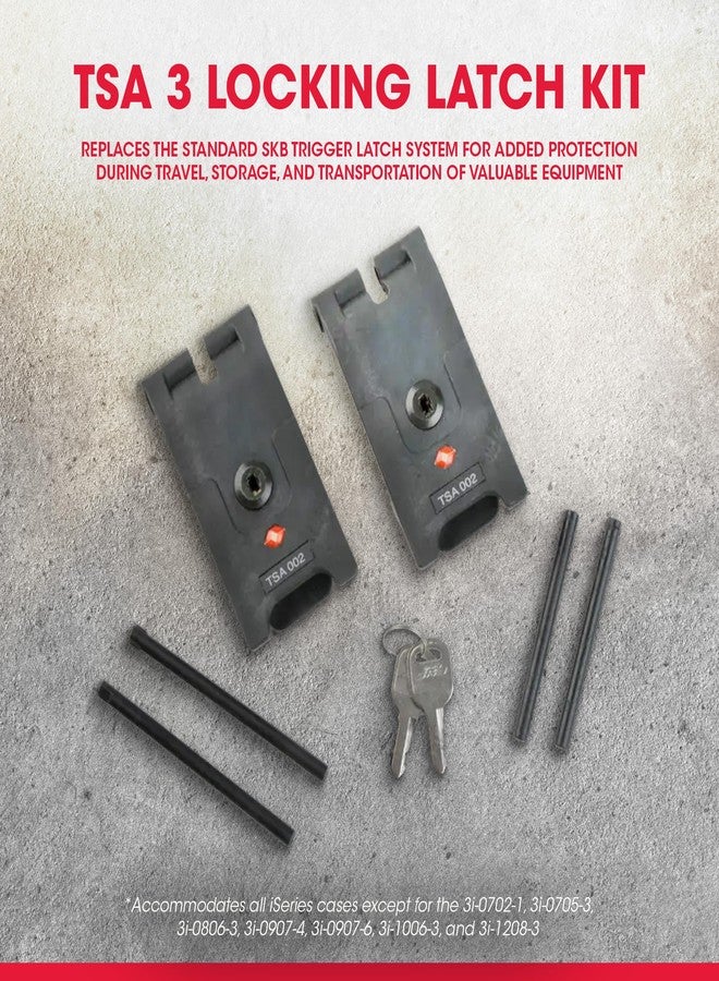 SKB TSA 3 Locking Latch Kit for iSeries Cases, Travel Approved Lock Set with Keys and Replacement Pins, Easy Install Upgrade for Luggage Security - Image 4