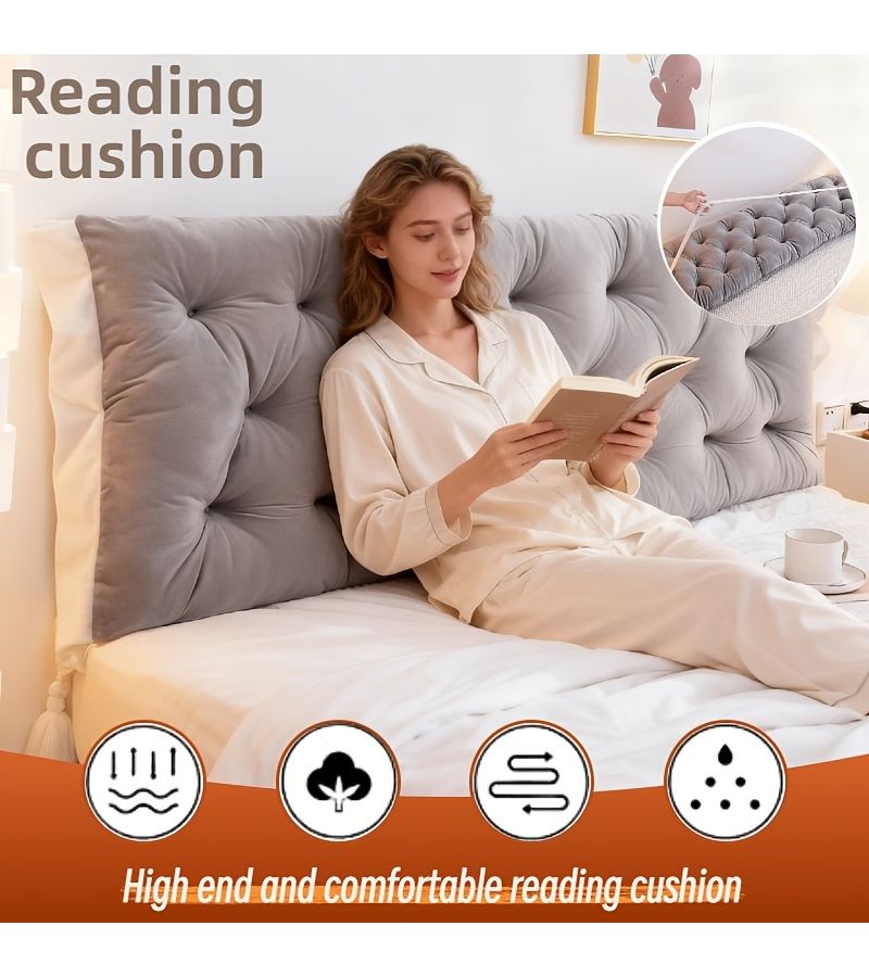 Elegant Coffee 70.87inch Ergonomic Brushed No Wash Double Backrest Pillow All Seasons Easy Reading Neck And Back Support Lightweight Comfortable Reading Nook Essential Relieves Fatigue Suitable Bed Chair Bay Window - Image 2