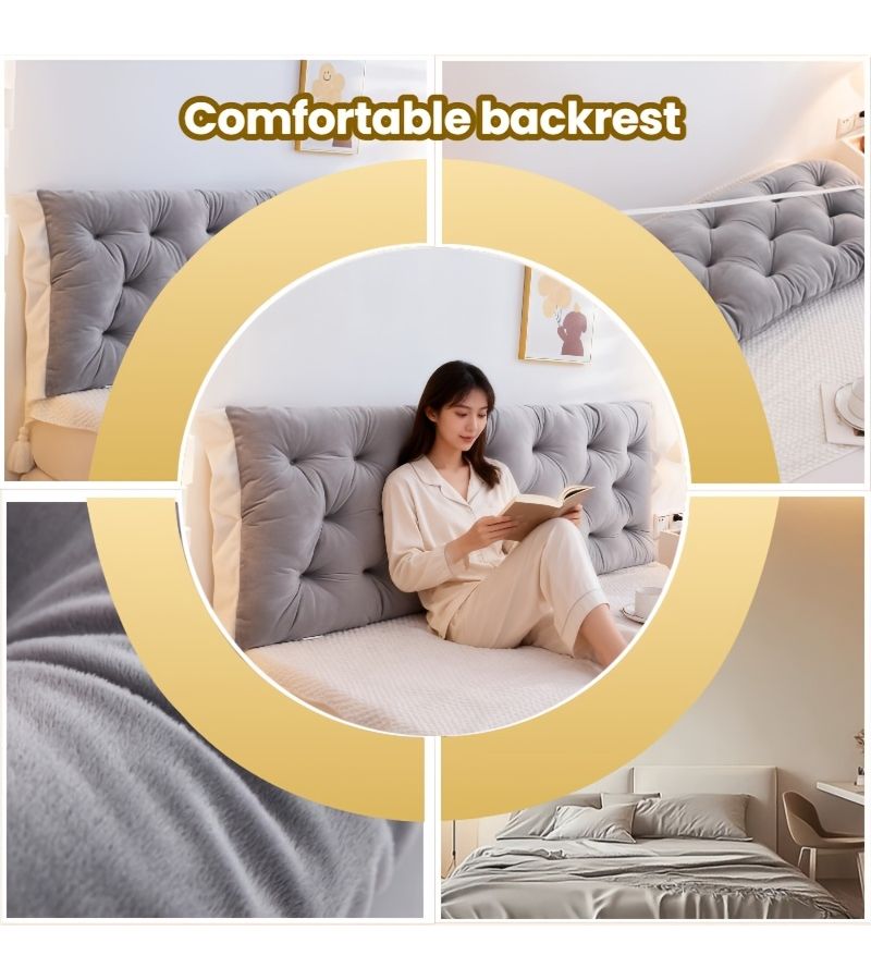 Elegant Coffee 70.87inch Ergonomic Brushed No Wash Double Backrest Pillow All Seasons Easy Reading Neck And Back Support Lightweight Comfortable Reading Nook Essential Relieves Fatigue Suitable Bed Chair Bay Window - Image 5