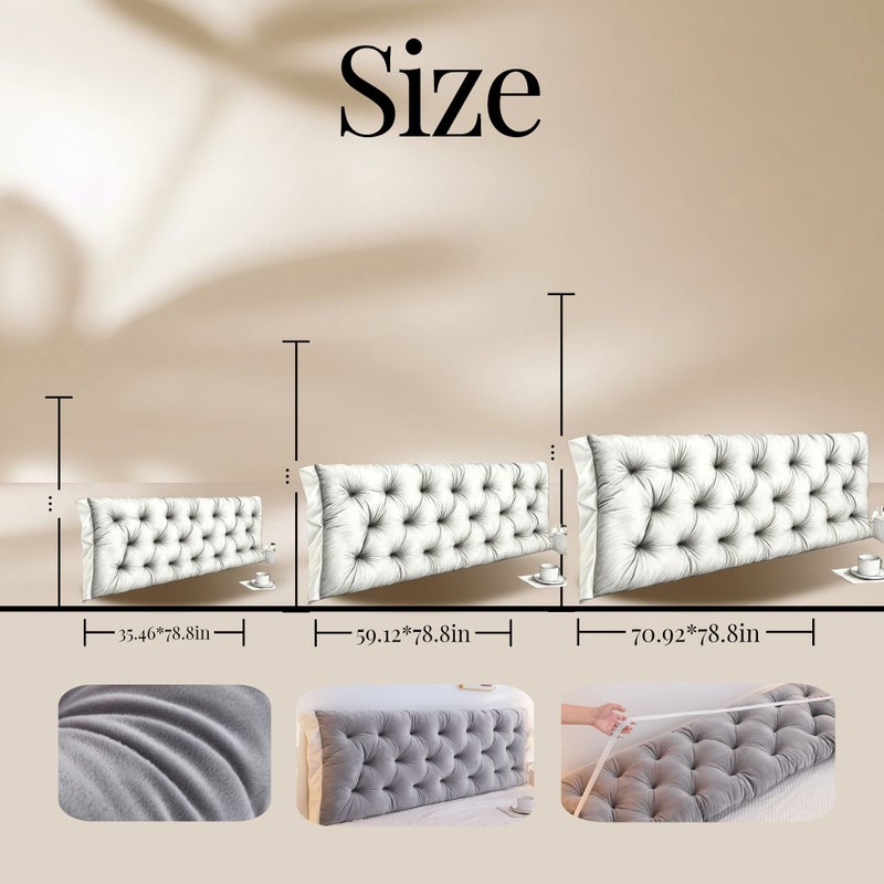 Elegant Coffee 70.87inch Ergonomic Brushed No Wash Double Backrest Pillow All Seasons Easy Reading Neck And Back Support Lightweight Comfortable Reading Nook Essential Relieves Fatigue Suitable Bed Chair Bay Window - Image 3