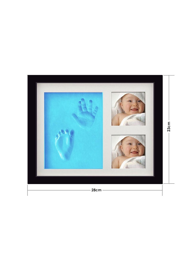 Generic - 1 Piece Baby Handprint & Footprint Frame Kit Clay Casting & Photo Memory Keepsake Frame (Black Frame, Blue Clay) - Image 1