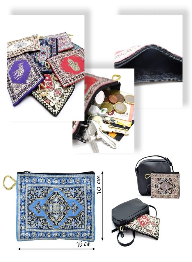 BDM - Turkish Floral Print Coin Purse - Azul - Image 2