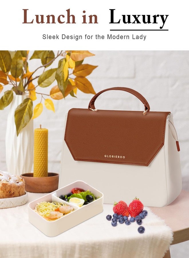 GLORIEROO Luxury Lunch Box Women - Adult Vegan Leather Lunch Bag with for Work - Image 2