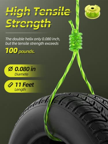YWTESCH String Trimmer Refill for Ryobi One Plus+ AC80RL3,11 FT/0.080-Inch Weed Eater String Compatible with Ryobi Weed Wacker 18v, 24v, and 40v Trimmers (12 Trimmer Line & 3 Trimmer Cap) - Image 4