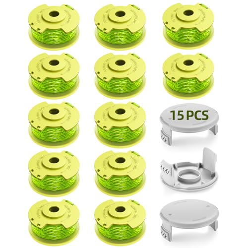 YWTESCH String Trimmer Refill for Ryobi One Plus+ AC80RL3,11 FT/0.080-Inch Weed Eater String Compatible with Ryobi Weed Wacker 18v, 24v, and 40v Trimmers (12 Trimmer Line & 3 Trimmer Cap) - Image 1