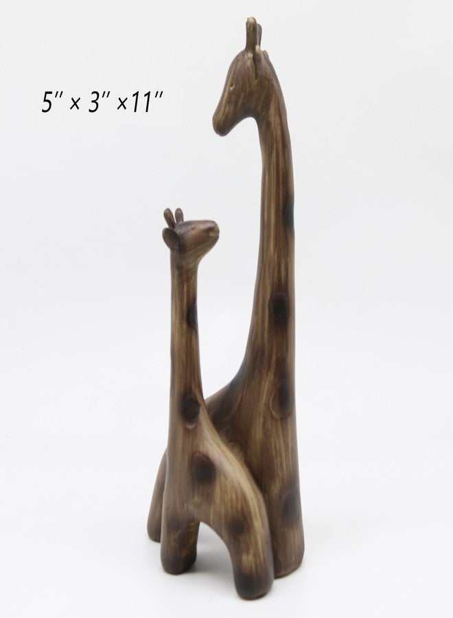 Lukitas Giraffes Statue and Sculpture Decor, Mom-and-Baby Giraffe Figurine, Creative Desktop Decorative Ornaments, Resin 11'' - Image 2