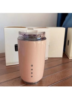 smeg Travel Mug, Insulated Coffee Tumbler, Leak Proof Stainless Steel Thermal Reusable Coffee Cup, Lightweight And Portable Drink Container For Office Traveling, (Pack Of 2pcs, 320ML, Pink And Grey)  - Image 2