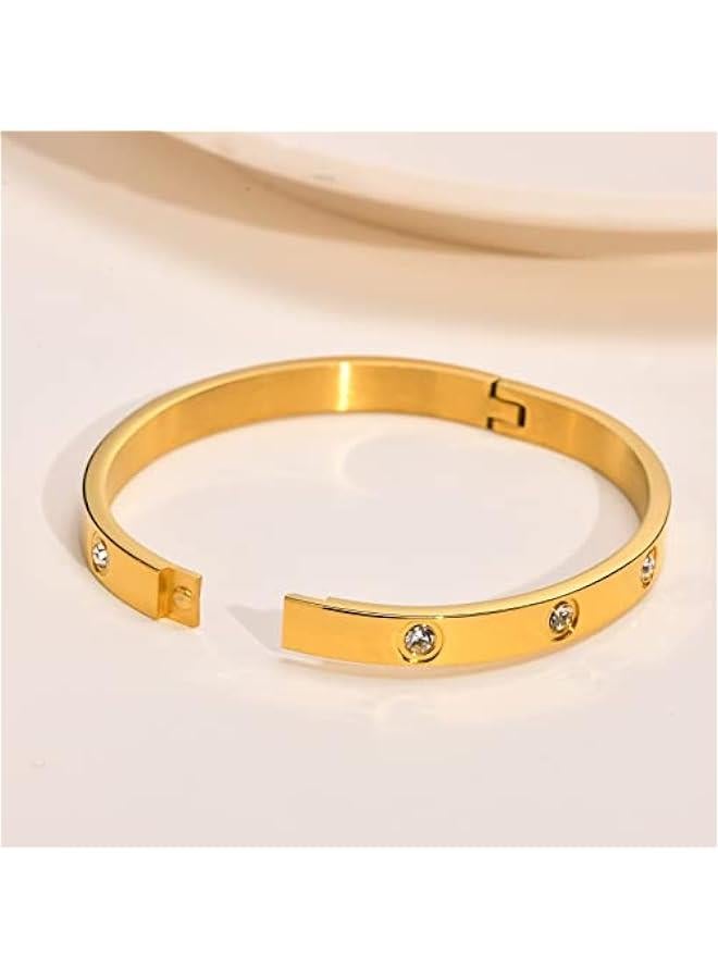 Arabest Gold Bracelets for Women, 2Pcs 18K Gold Plated Cubic Zirconia Bangle Crystal Friendship Bracelet Jewelry,Wedding Party  Birthday Gifts for Her Girlfriend Sister Daughter - Image 4