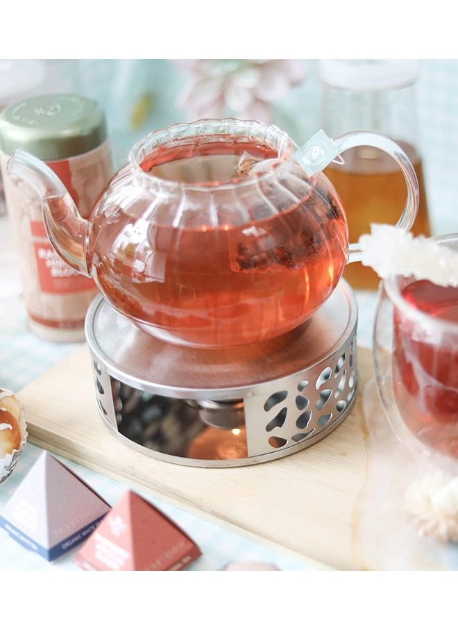 سخان شاي Silhouette - سخان إبريق شاي من الفولاذ المقاوم للصدأ المصقول مع حامل شمعة صغيرة وشمعة - Image 4