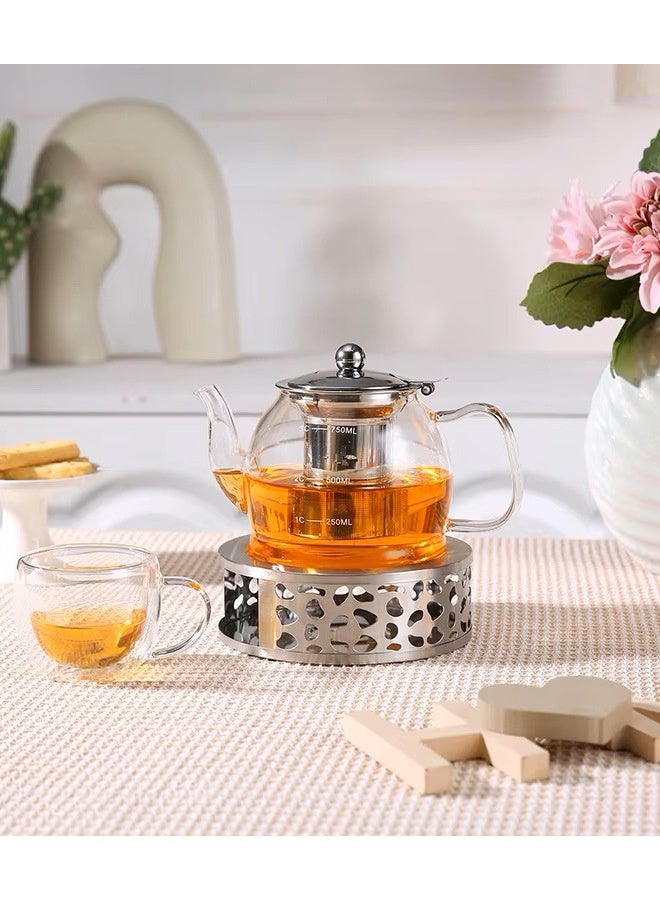 سخان شاي Silhouette - سخان إبريق شاي من الفولاذ المقاوم للصدأ المصقول مع حامل شمعة صغيرة وشمعة - Image 5