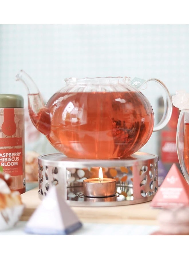 سخان شاي Silhouette - سخان إبريق شاي من الفولاذ المقاوم للصدأ المصقول مع حامل شمعة صغيرة وشمعة - Image 3