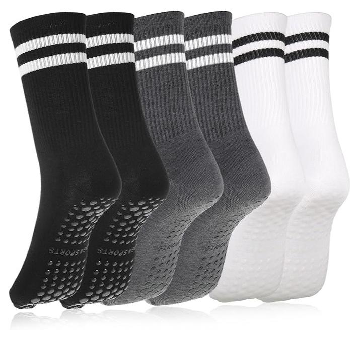 DELGREEN 3 Pairs Yoga Socks For Women，Non Slip Socks Pilates Socks For Yoga,Pilates， Ballet, Dance, Workout, Hospital - Image 1