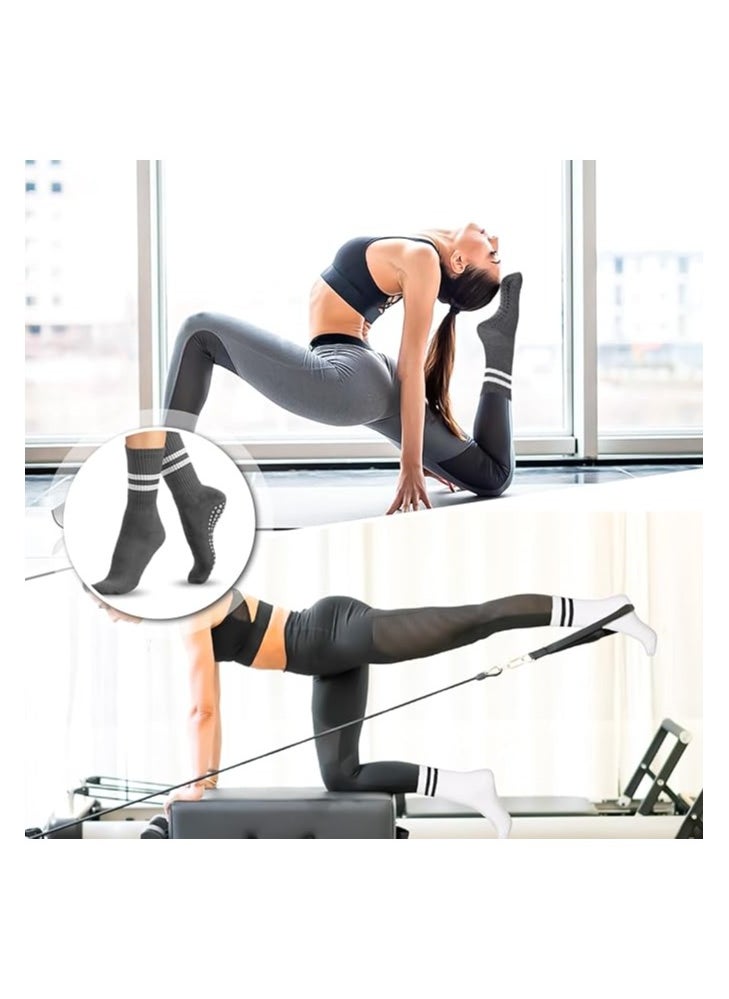 DELGREEN 3 Pairs Yoga Socks For Women，Non Slip Socks Pilates Socks For Yoga,Pilates， Ballet, Dance, Workout, Hospital  - Image 2