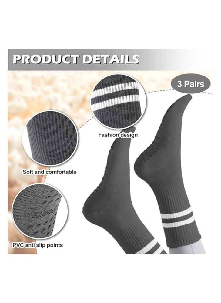 DELGREEN 3 Pairs Yoga Socks For Women，Non Slip Socks Pilates Socks For Yoga,Pilates， Ballet, Dance, Workout, Hospital  - Image 3