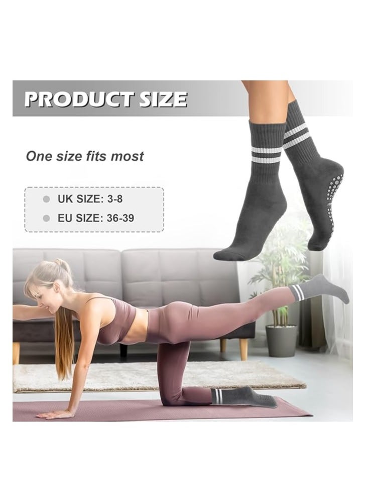 DELGREEN 3 Pairs Yoga Socks For Women，Non Slip Socks Pilates Socks For Yoga,Pilates， Ballet, Dance, Workout, Hospital  - Image 5