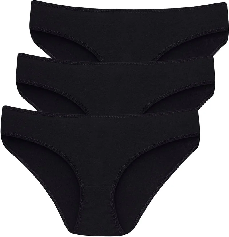 Arma Yıldız Black 3-Pack Women's Panties Cotton Briefs