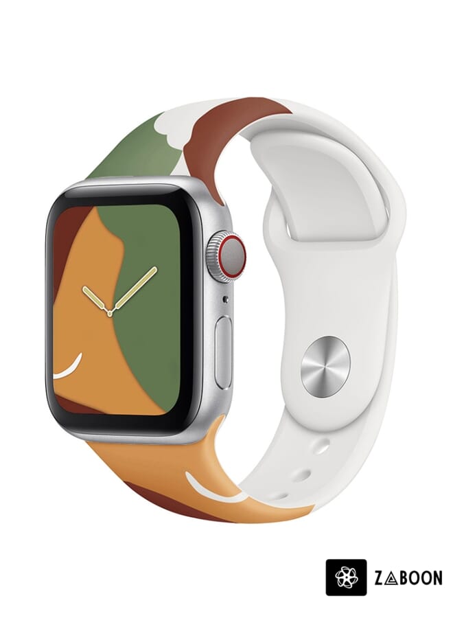 Zaboon Morandi Series Contrast Color Silicone  Watch Band For Apple Watch Ultra 49mm / Series 8&7 45mm / SE 2&6&SE&5&4 44mm / 3&2&1 42mm(Green Mang Yellow) - Image 1