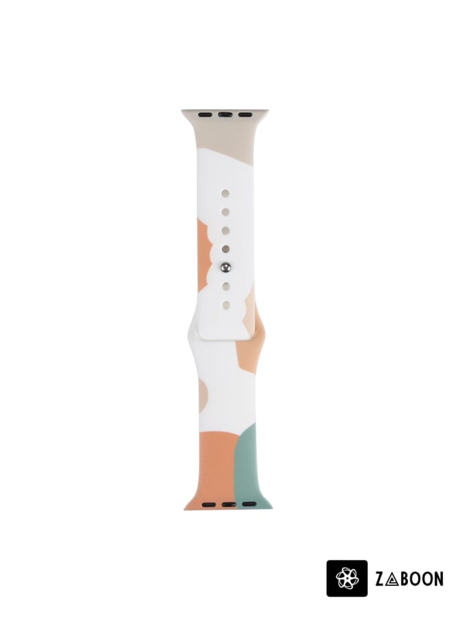 Zaboon Morandi Series Contrast Color Silicone  Watch Band For Apple Watch Ultra 49mm / Series 8&7 45mm / SE 2&6&SE&5&4 44mm / 3&2&1 42mm(Green Mang Yellow) - Image 4