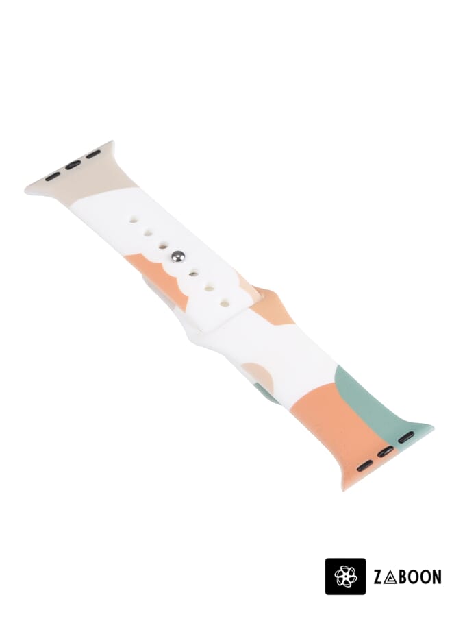 Zaboon Morandi Series Contrast Color Silicone  Watch Band For Apple Watch Ultra 49mm / Series 8&7 45mm / SE 2&6&SE&5&4 44mm / 3&2&1 42mm(Green Mang Yellow) - Image 5