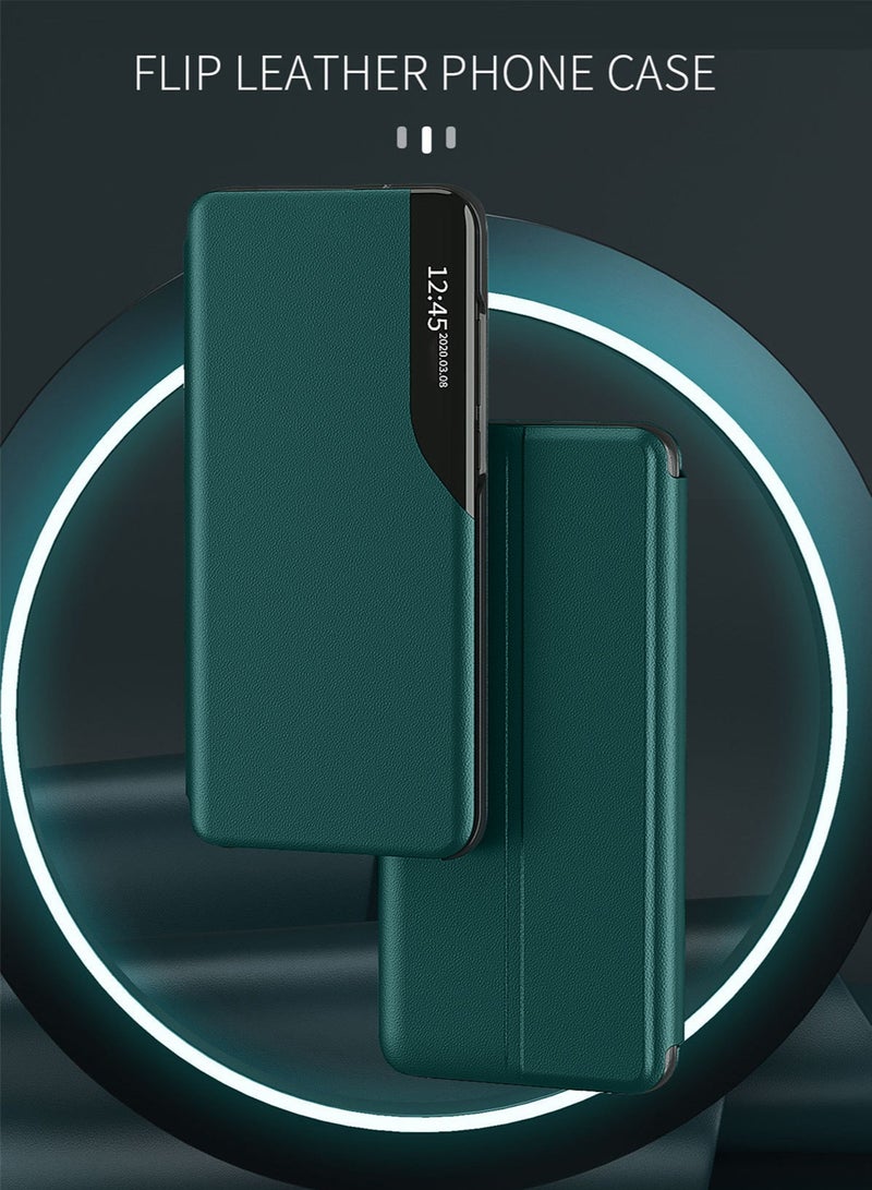 Wtech Smart Mirror Window Flip Phone Case Auto Sleep Wake Cover For Samsung Galaxy A05s 4G 2023 Dark Green - Image 5