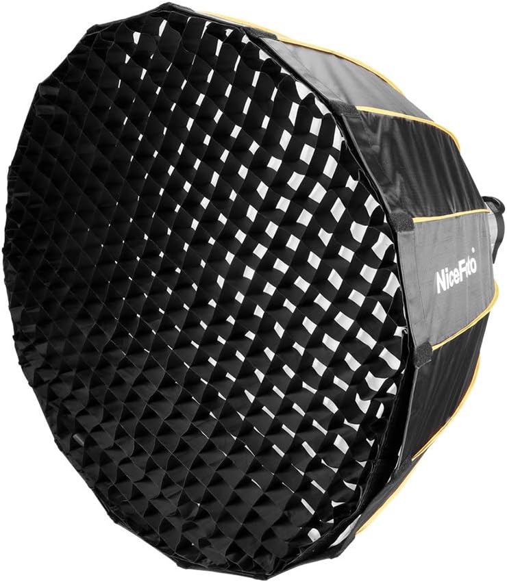 NiceFoto LED-Φ120cm Quick Set-up Folding Deep Parabolic Umbrella Softbox with Grid Carry Bag Diameter 120cm 47.2inch for Aputure 120D 120D II Bowens Mount Flash Light for Portrait Wedding Product - Image 1