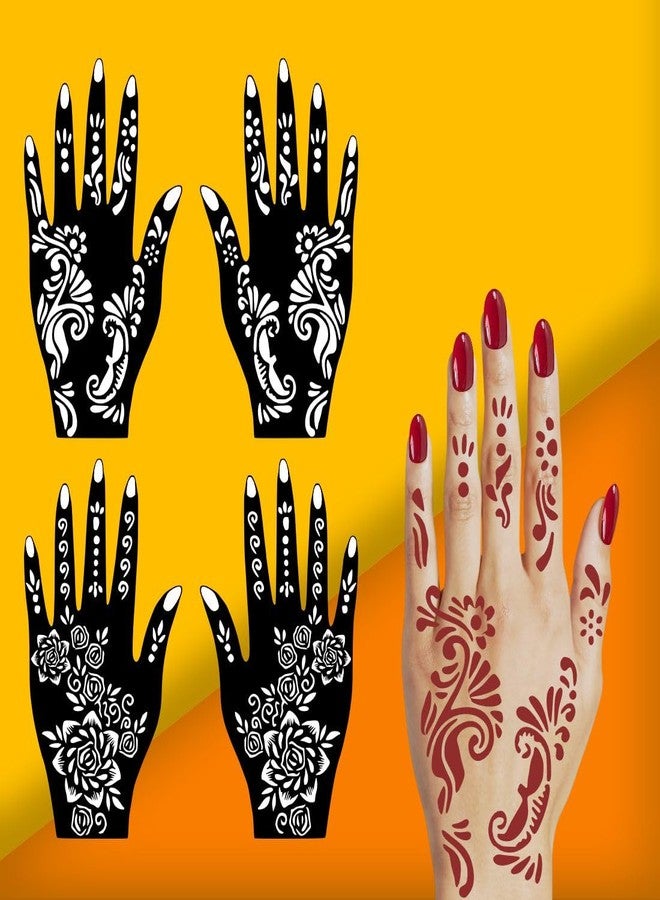 VANVATI Traditional Look Combo Mehndi Stencil Stickers for All Events for Girls and Women Palm, and Finger Design Sticker Pack of 2 - Image 1