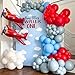 GIHOO Airplane Birthday Party Decorations 141pcs Airplane Balloon Garland Arch Kit Dusty Blue and Red with Airplane Mylar Balloon for Time Flies Theme Birthday Baby Shower Party Supplies - Image 3