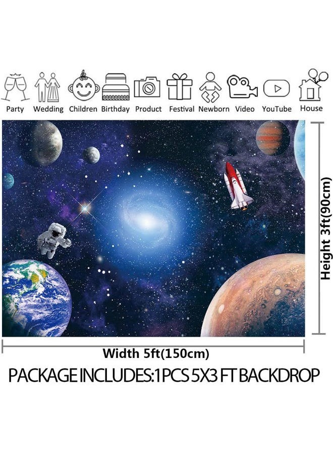 CGXINS - Outer Space Photography Backdrop for Baby Kids Astronaut Themed Birthday Party Decoration Universe Galaxy Stars Newborn Baby Shower Photo Background 5x3ft - Image 1