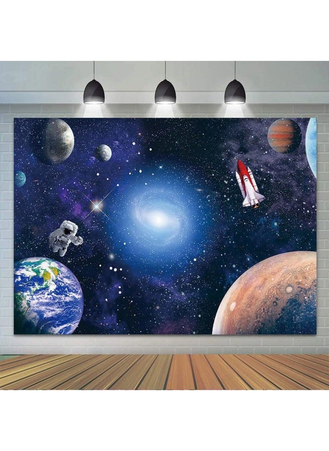 CGXINS - Outer Space Photography Backdrop for Baby Kids Astronaut Themed Birthday Party Decoration Universe Galaxy Stars Newborn Baby Shower Photo Background 5x3ft - Image 1