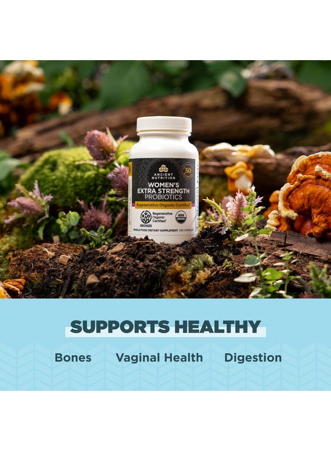 آينشنت نيوترشن بروبيوتيك عضوي مُجدد معتمد من Ancient Nutrition للنساء، بروبيوتيك للنساء بقوة إضافية، يدعم الهضم الصحي ووظائف الجهاز المناعي، 25 مليار وحدة تشكيل مستعمرة* لكل حصة، 60 قرصًا - Image 3