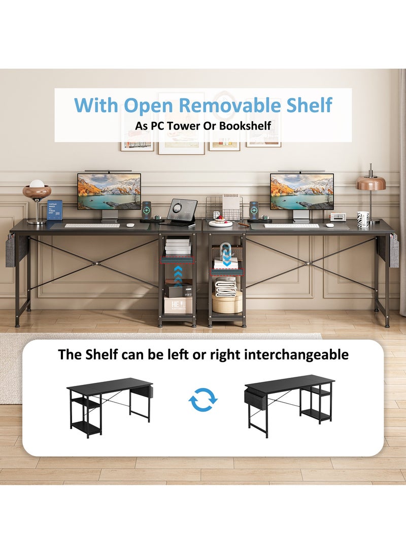 SHEIDLIN مكتب كمبيوتر قابل للتعديل مع أرفف قابلة للعكس وجيوب تخزين، مكتب كمبيوتر مريح للمكتب المنزلي والألعاب والدراسة، تصميم موفر للمساحة، أسود - Image 4