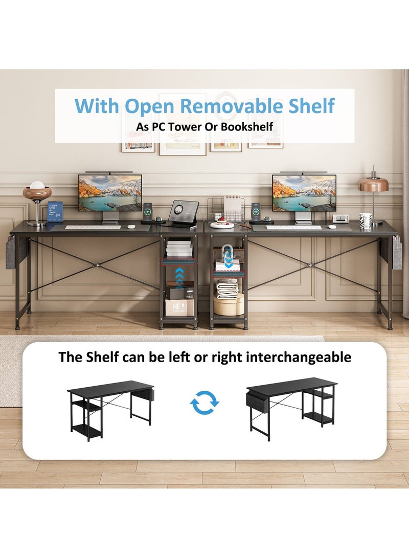 SHEIDLIN Adjustable  Computer Desk with Reversible Shelves & Storage Pockets,  Ergonomic Computer Desk for Home Office, Gaming, Study, Space-Saving Design, Black - Image 4