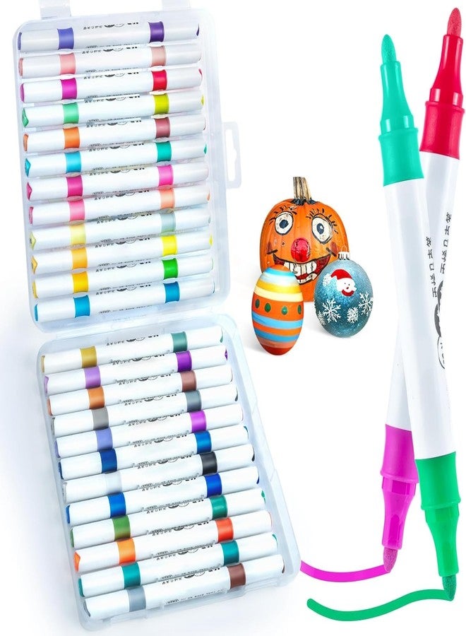 Corslet Dual Tip Acrylic Paint Markers Set 24 Pastel Colors Acrylic Paint Pens | Acrylic Pens for Painting Rectangular Highlighter Pens for Artists Journals Diy Crafts Calligraphy Markers Set (24) - Image 1