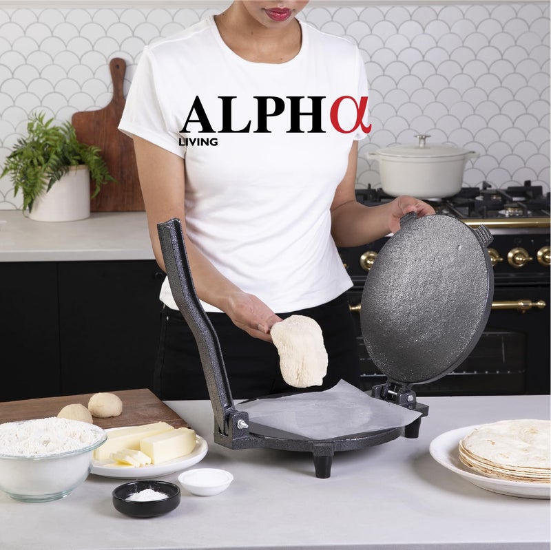 ALPHA LIVING Tortilla Press â€“ 10 Inch Cast Iron Quesadilla Maker â€“ Heavy Duty Empanada Maker Press â€“ Cast Iron Tortilla Maker for Kitchen, Home Use - Image 3