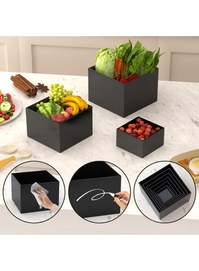 Set of 6 Buffet Risers, Food Display Risers for Party, White Dessert Stands, Cube Display Boxes for Party, Wedding (Black, Large) - Image 3